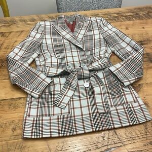 ASOS plaid double breasted belted utility pea coat